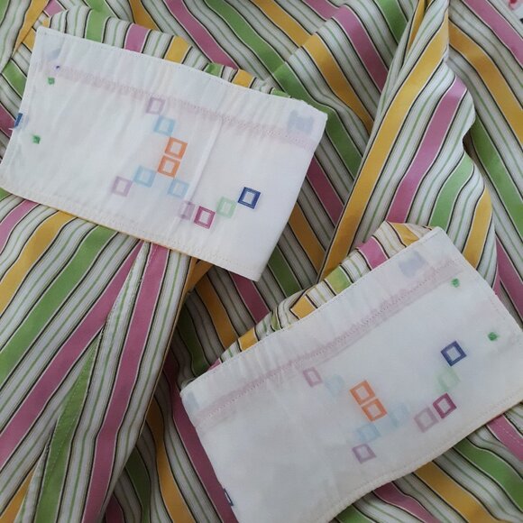 Robert Graham Flip Cuff Button Down Shirt Pastel Stripes Large - Picture 7 of 10